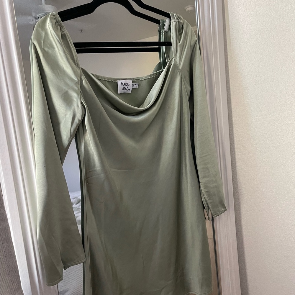 Green Satin Dress